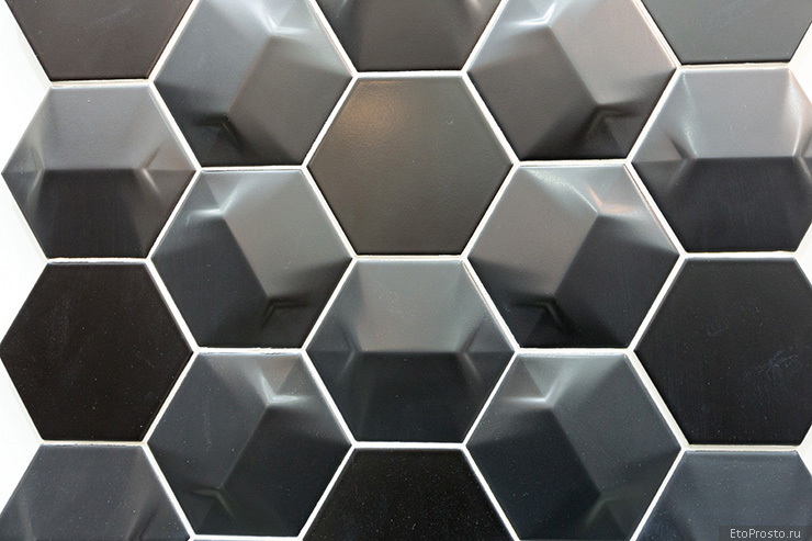Сочетание плоских и объемных шестиугольников Equipe
