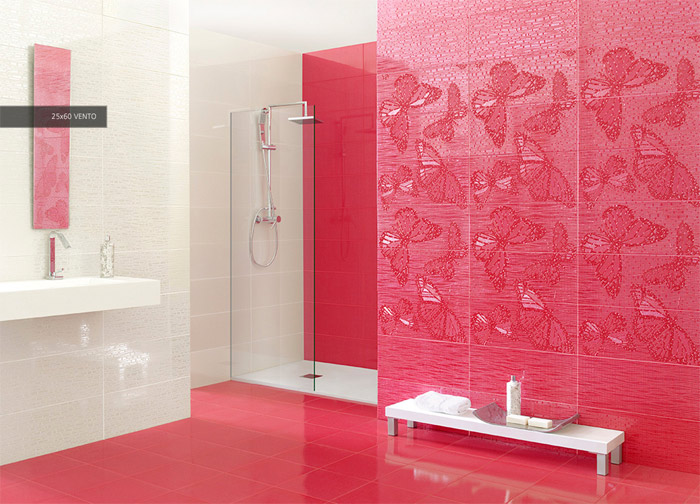 Испанская плитка для ванной красного цвета. LAtina Ceramica Vento