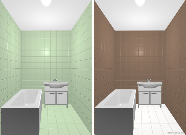 Сравнение ванных комнат разных цветов. Варианты плитки для маленькой ванной комнаты
