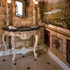 Сказочная ванная комната с росписью по стенам