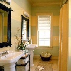 Ванная комната с пальмой и крашенными стенами