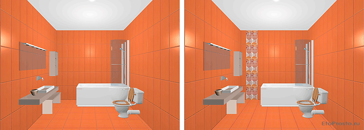 Дизайн ванной комнаты с декорами