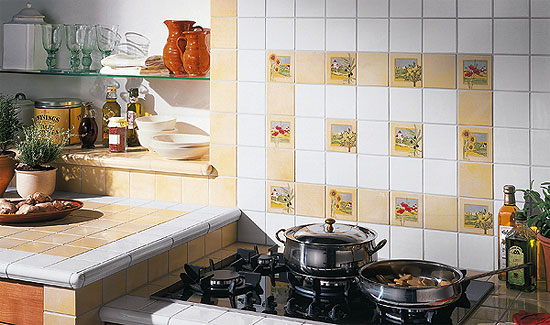 Фотография фартука на кухне. Плитка Jasba finesse