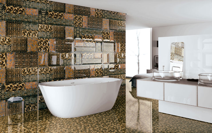 Испанская керамическая плитка Aparici для ванной комнаты. Плитка большого размера