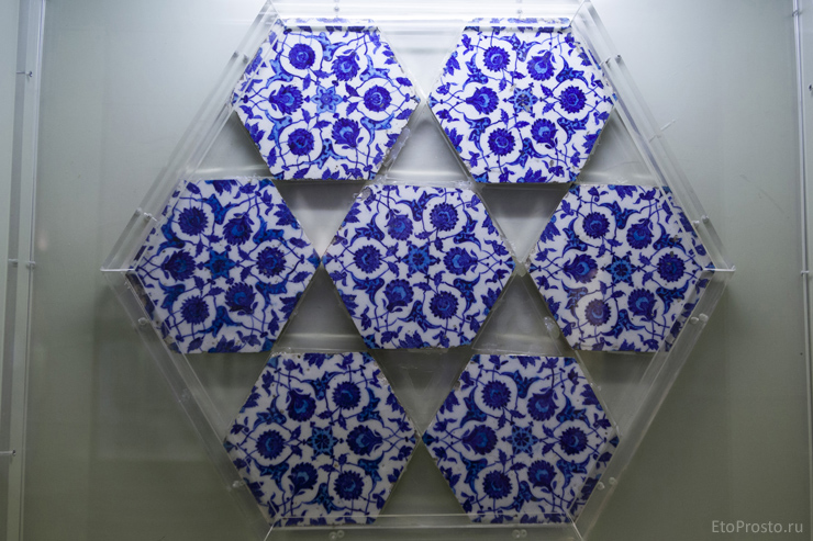 Бело-голубая шестиугольная турецкая плитка с бирюзой