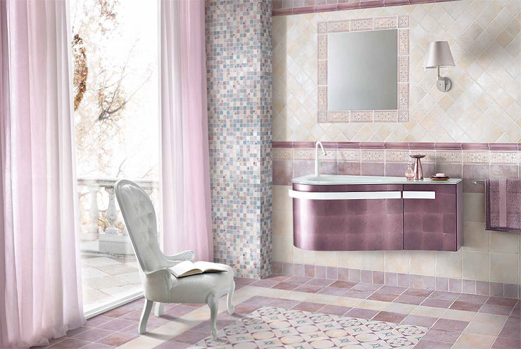 Плитка из Италии Pietra di Volta в интерьере ванной комнаты