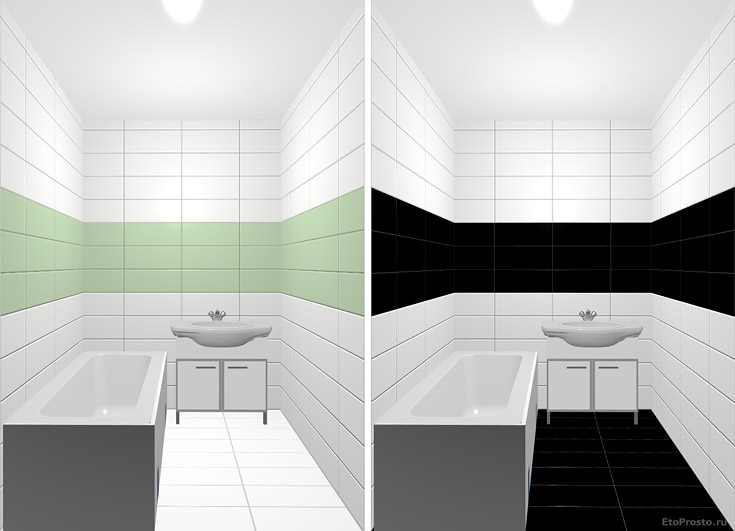 Дизайн маленькой ванной комнаты в зеленом и черном цвете