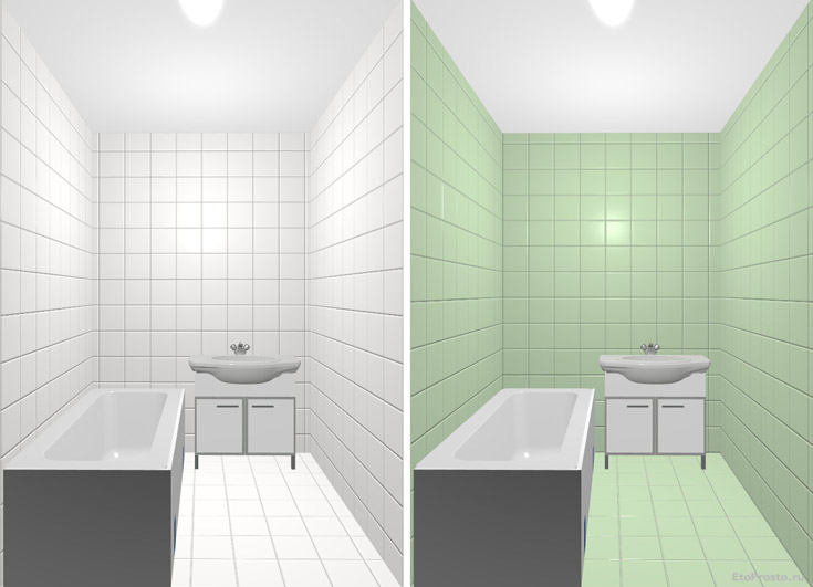 Плитка зеленого цвета для маленькой ванной. Варианты раскладки в интерьере