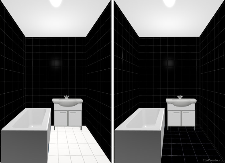 Черно-белая плитка 20х20 для маленькой ванной комнаты