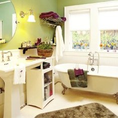 Дизайн симпатичной ванны с крашеными стенами