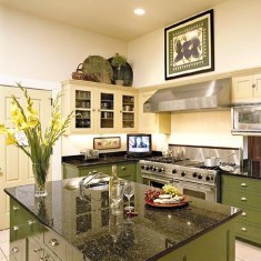 Kitchen design in green colours