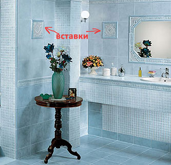 Пример вставок. Интерьер ванной комнаты от АВК